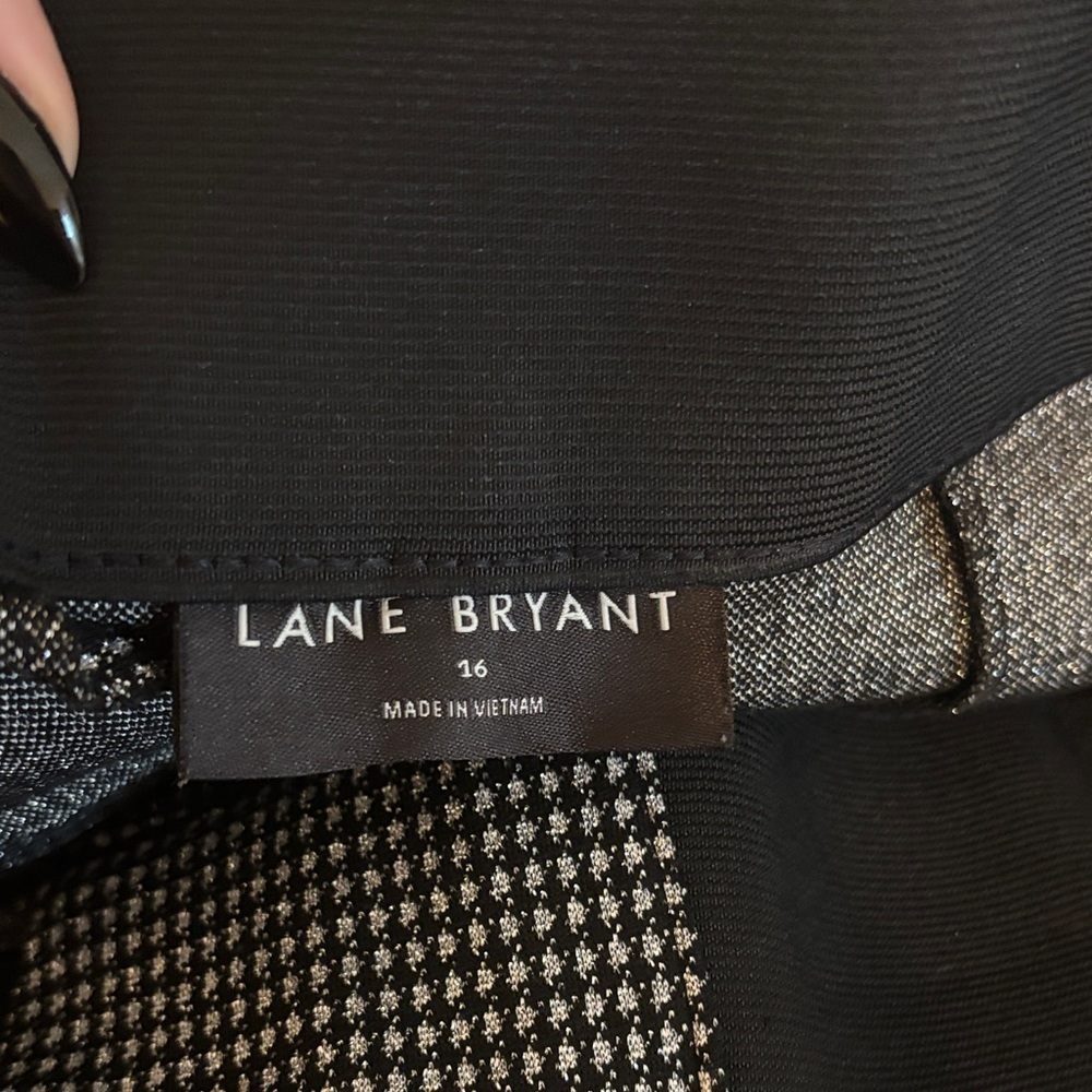 Lane Bryant Wide Leg Pants-Black and Silver Checkered-Size 16 - Picture 5 of 5